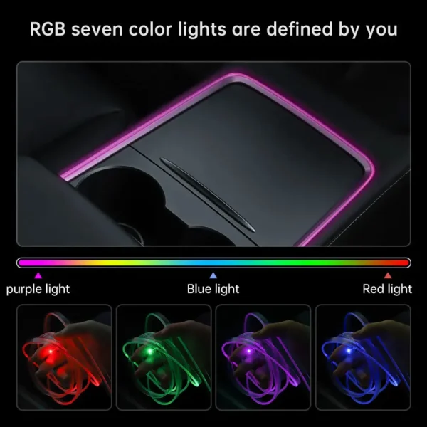 For Tesla Model Y/3 2021-2023 Center Console Dashboard Ambient Lights LED Strips Neon Lighting Center Tesla Accessories - Image 6