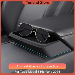 For Tesla Model 3 HIghland Armrest Glasses Storage Box For 2024 Tesla Model 3 Silicone Phone Storage Pocket