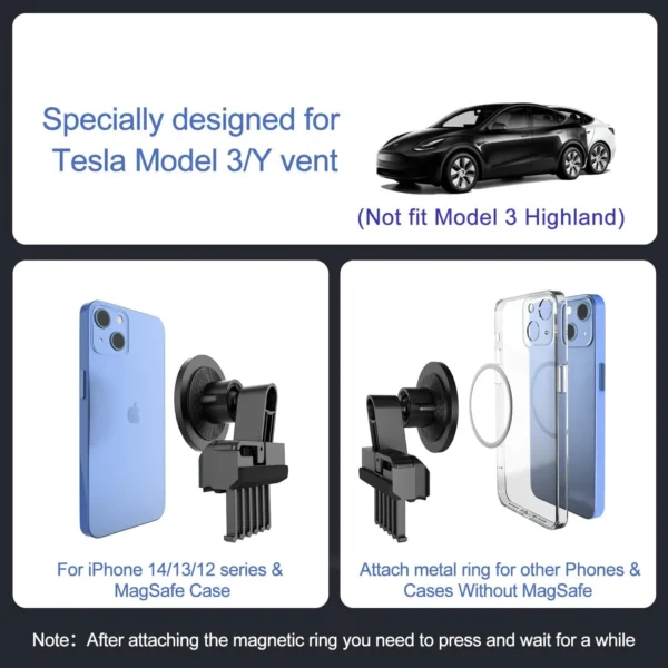 TEEQ Phone Mount for MagSafe Car Mount [Never Blocking] Tesla Model 3 Y Phone Mount Tesla Model 3 Y Accessories, Adjustable T - Image 5