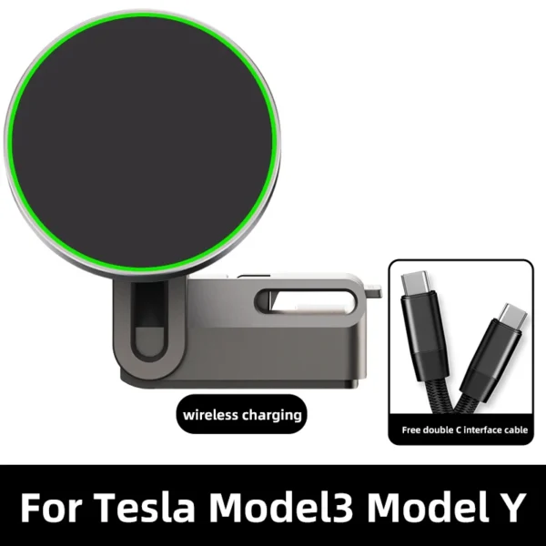 TEEQ Phone Mount for MagSafe Car Mount [Never Blocking] Tesla Model 3 Y Phone Mount Tesla Model 3 Y Accessories, Adjustable T