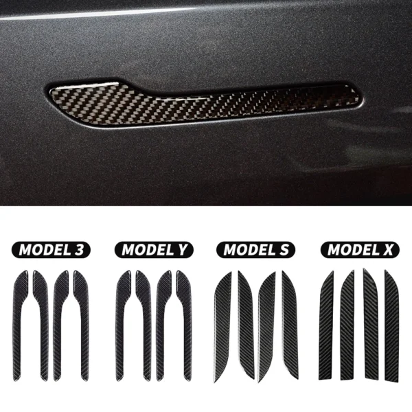 Carbon fibre 4Pcs Car Door Handle For Tesla Model 3 17-22 For Tesla Model Y 22-23 For Tesla Model S 16-20 For Tesla Model X17-19
