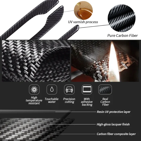 Carbon fibre 4Pcs Car Door Handle For Tesla Model 3 17-22 For Tesla Model Y 22-23 For Tesla Model S 16-20 For Tesla Model X17-19 - Image 3