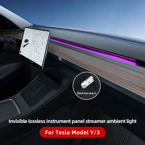 For Tesla Model Y/3 2021-2023 Center Console Dashboard Ambient Lights LED Strips Neon Lighting Center Tesla Accessories - Image 7